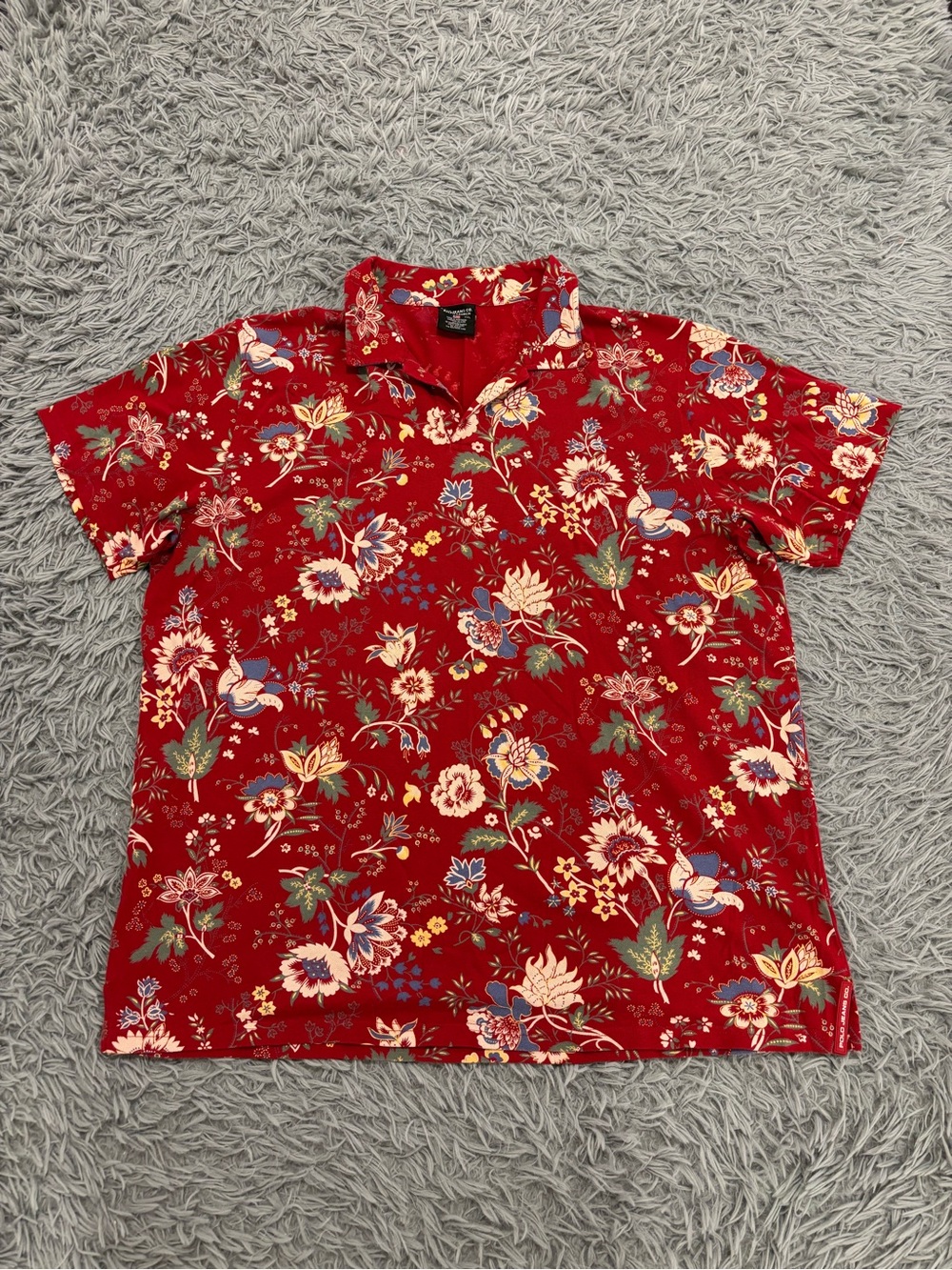 RARE Vintage Polo Jeans Ralph Lauren Floral Hawaiian Camp Shirt 2XL Made in USA